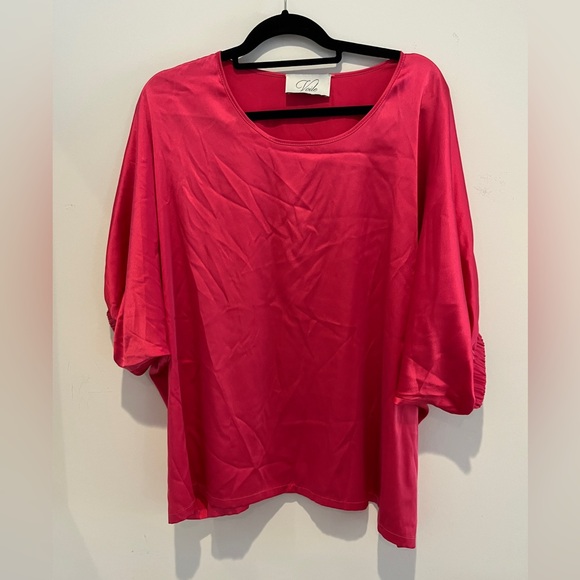 Red Satin Women's Top - Picture 3 of 8